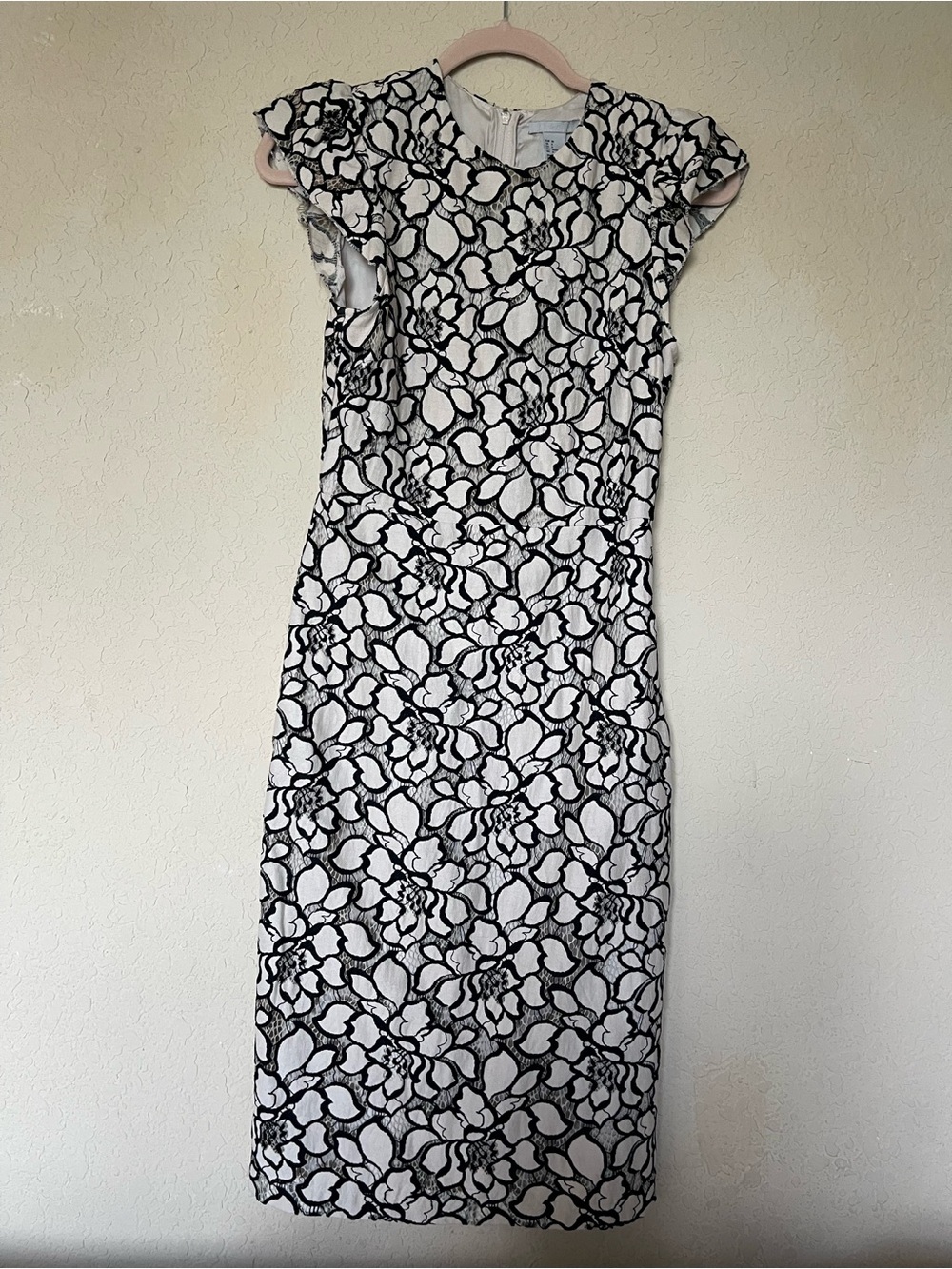 H&M Black and White Floral Lace Midi Dress
